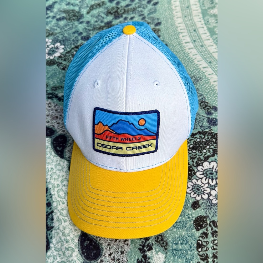 Blue and Yellow Men's Cedar Creek snap-back ball Cap. Never worn